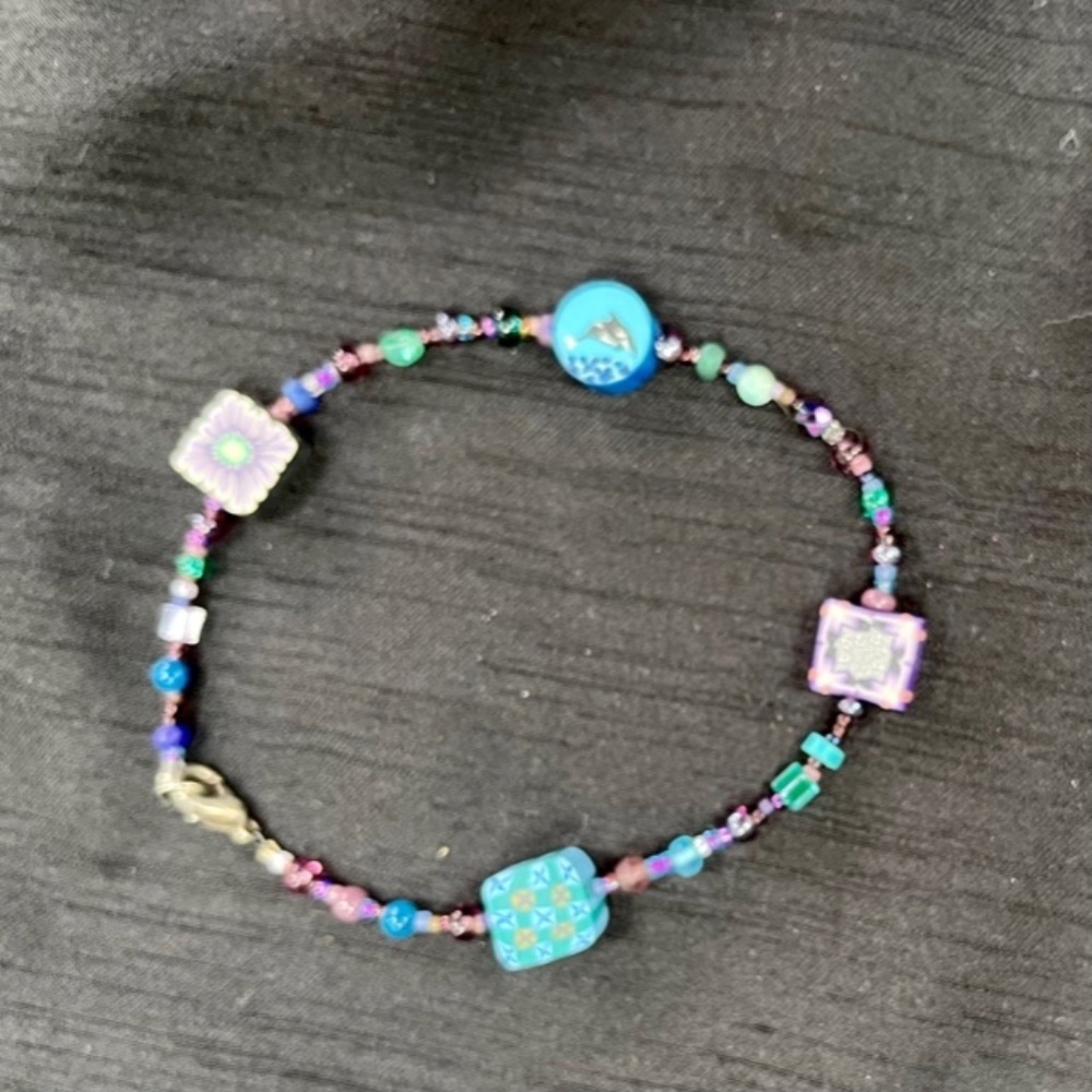 ARTIST MADE BRACELET WITH POLYMER CLAY CANED BEADS - Picture 3 of 4